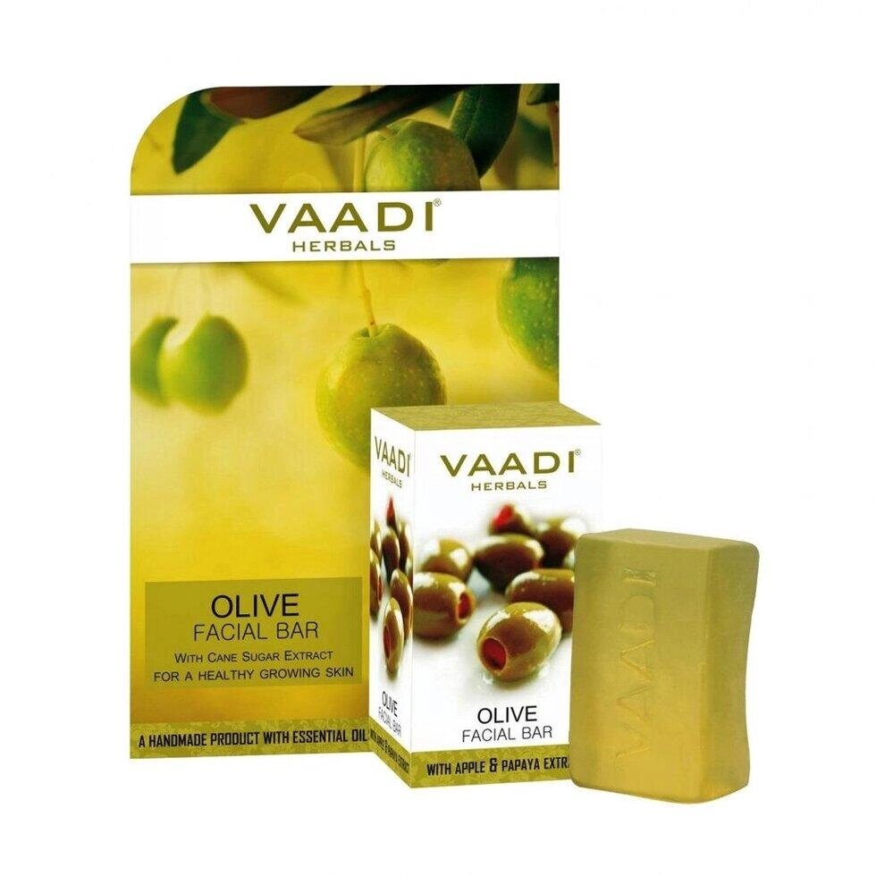 Оливкове мило для обличчя з екстрактами Яблука та Папайї (25 г), Olive Facial Bar with Apple & Papaya Extract,  Vaadi від компанії greencard - фото 1