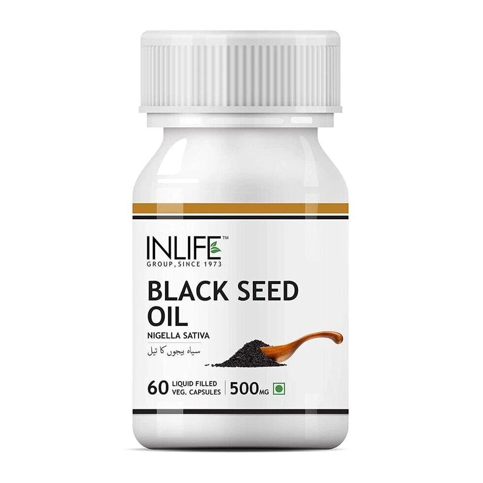 Олія насіння чорного кмину (60 кап, 500 мг), Black Seed Oil,  INLIFE Під замовлення з Індії 45 днів. Безкоштовна від компанії greencard - фото 1