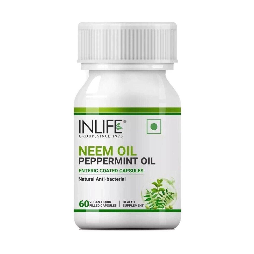 Олія Німа з олією перцевої м'яти (60 кап, 500 мг), Neem Oil Peppermint Oil,  INLIFE Під замовлення з Індії 45 днів. від компанії greencard - фото 1