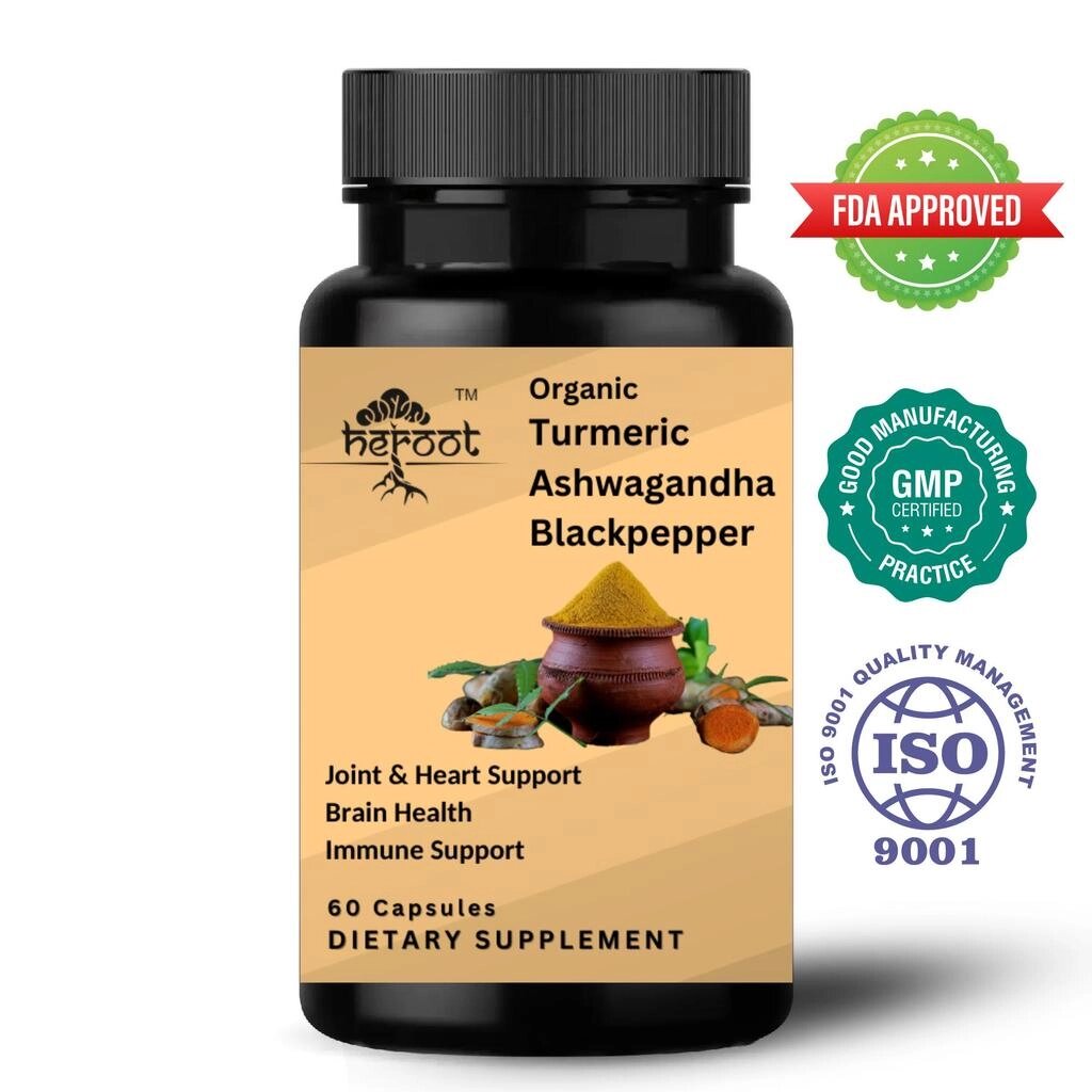 Органічна куркума із куркумою Ashwagandha w Black Pepper Heart Health Support Cap під замовлення з Індії за 45 днів, від компанії greencard - фото 1