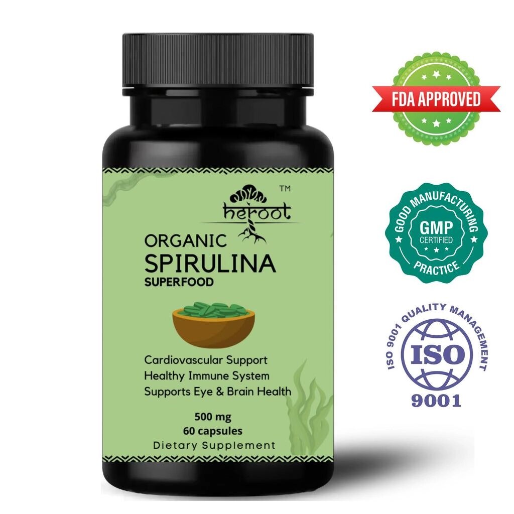 Органічні капсули зі спіруліною, 500 мг на порцію, суперпродукти для схуднення під замовлення з Індії за 45 днів, від компанії greencard - фото 1