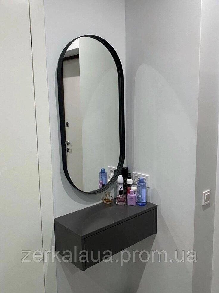 Овальне дзеркало в металевій рамі. Дзеркало у ванну, чорний овал Код/Артикул 178 від компанії greencard - фото 1