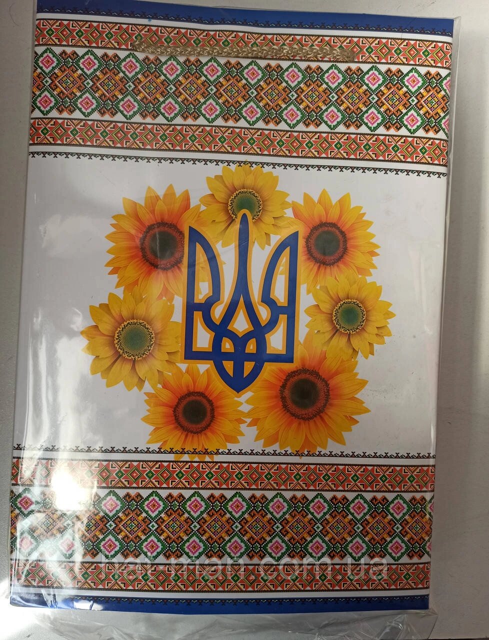 Пакет середній з гербом України (26 см*32 см*10 см) КодАртикул 2 від компанії greencard - фото 1