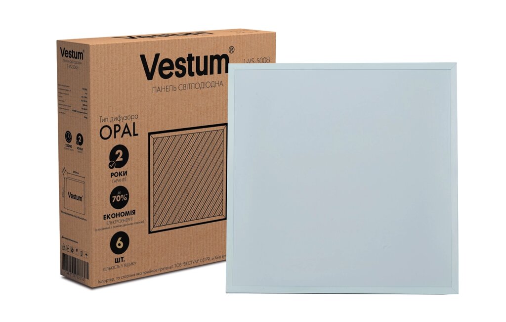 Панель свiтлодiодна LED OPAL 40W 600x600 4200K 220V Vestum Код/Артикул 45 1-VS-5013 від компанії greencard - фото 1
