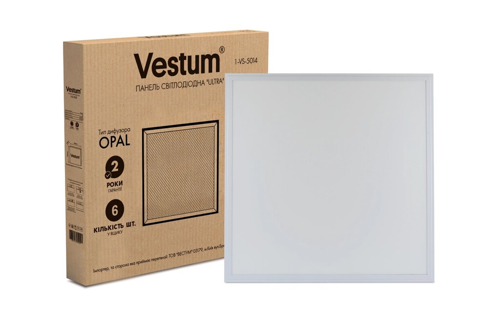 Панель свiтлодiодна LED ULTRA SLIM 40W 600x600 6500K 220V Vestum Код/Артикул 45 1-VS-5014 від компанії greencard - фото 1