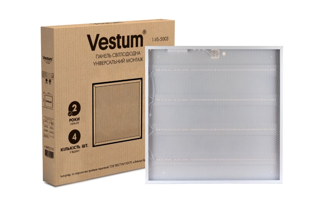 Панель світлодіодна Vestum PRISMA 36W 6500K 220V 600x600 1-VS-5003 Код/Артикул 45 1-VS-5003 від компанії greencard - фото 1