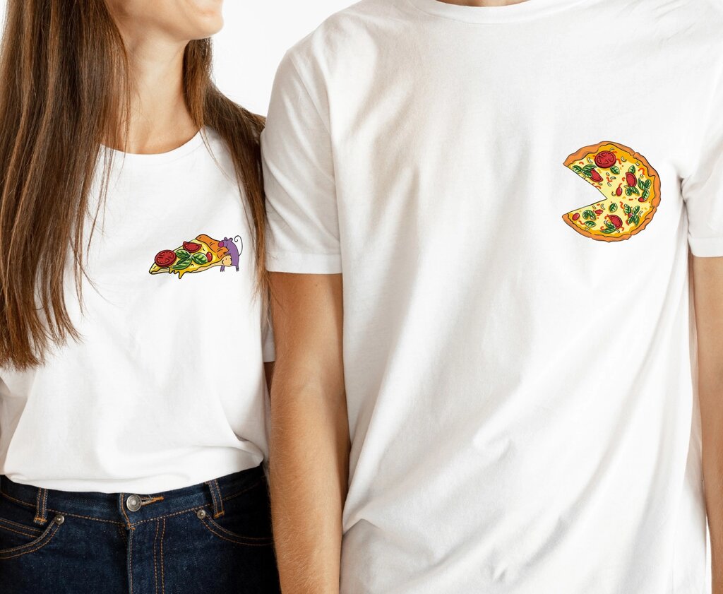 Парні футболки "Піца кольорова" Код/Артикул 168 від компанії greencard - фото 1