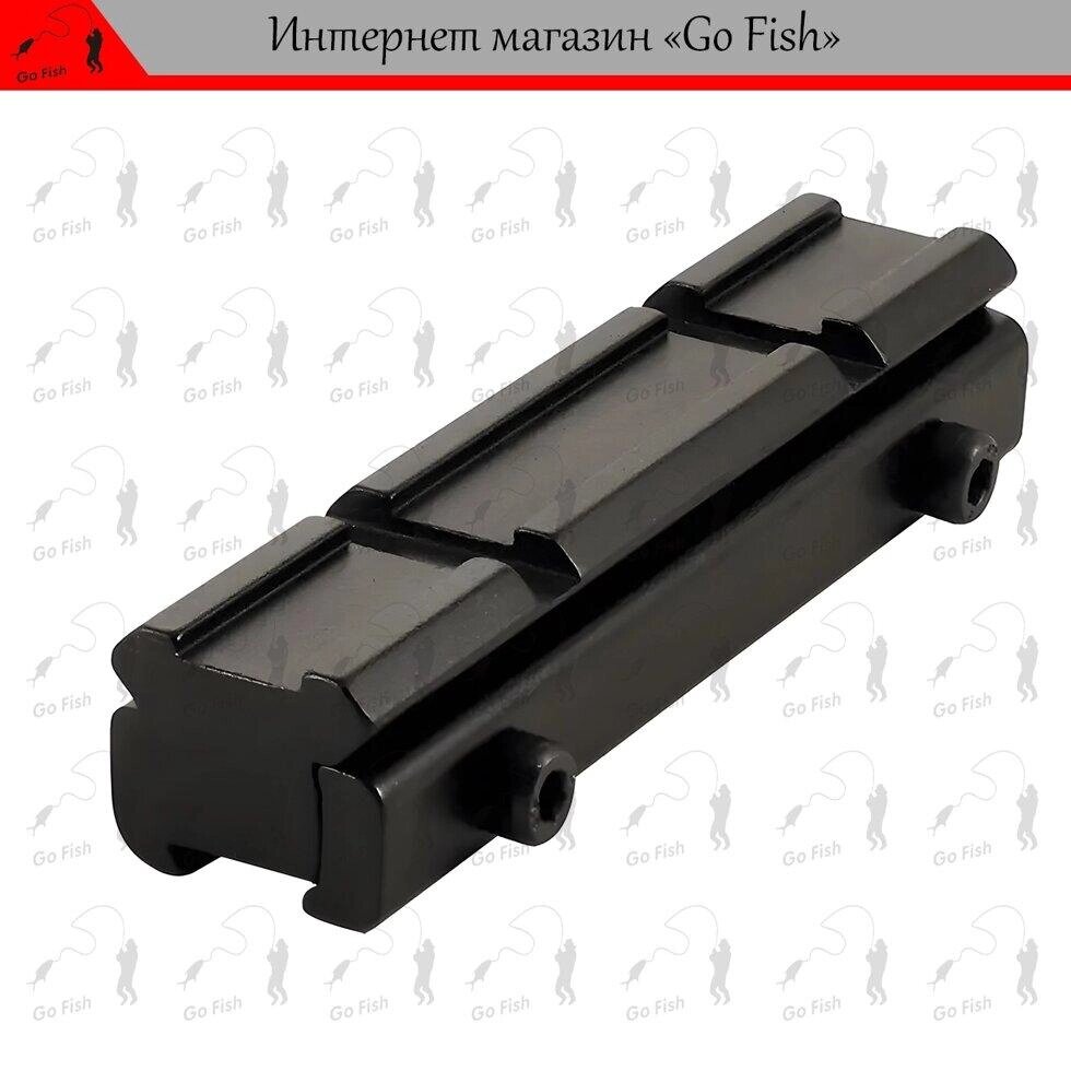 Перехідник моноблок з планки 11 мм на планку 21 мм, H=23 мм, L=69 мм (2001) Код/Артикул 48 від компанії greencard - фото 1