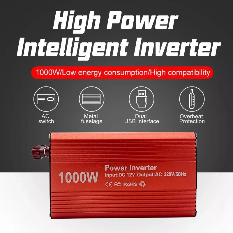 Перетворювач інвертор Power inverter 1000W DC 12 V AC220 USB (12В у 220 В) Код/Артикул 13 від компанії greencard - фото 1