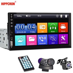 Hippcron Автомобільний радіоприймач MP5-плеєр 1 Din Bluetooth HD 7 "Сенсорний екран Стерео 12 В FM ISO … під замовлення