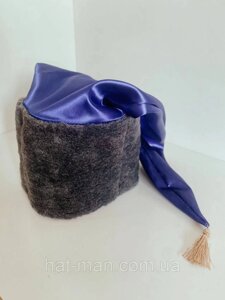 Козацька шапка з штучного хутра з синім шликом КодАртикул 2