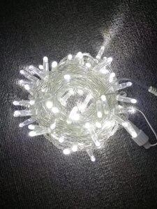 Гірлянда біла, 100 LED 5 мм, прозорий дріт