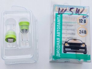 Лампа світлодіодна W5W 12V W2 1*9,5D Зелений (CL) W5W 1SMD (50/50) Код/Артикул 4088