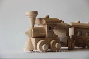 Дерев'яна іграшка поїзд "Паровоз і три вагони" Код/Артикул 3