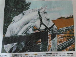 2 шт Схема для вишивання на канві для мулиних ниток "Білий кінь" Арт. А-890 розмір а3 Код/Артикул 87