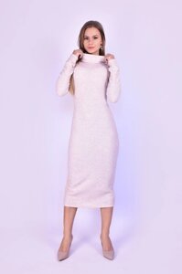 Подовжена жіноча сукня - светр з коміром-хомут, бежева Код/Артикул 24 215BE XS