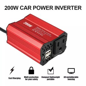 Перетворювач інвертор Power inverter DDRADON 200 W DC 12 V AC220`v DUAL USB (12 В 220 В) Код/Артикул 13