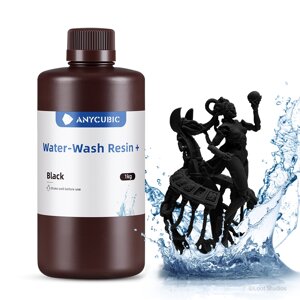 Фотополімерна смола для 3D принтерів змивна чорна Anycubic Water-Wash Resin+ Black для 3Д друку