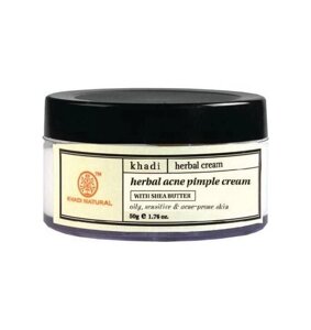 Натуральний крем від акне та чорних крапок з маслом Ши (50 г), Herbal Acne Pimple Cream Shea Butter, Khadi Natural Під