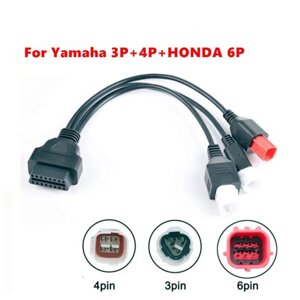 ПЕРЕХОДНИК YAMAHA 3-4 pin + honda 6 pin універсальний адаптер 16Pin OBD2 OBDII кабель діагностичний Код/Артикул 13