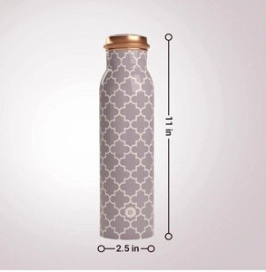 EB-Everything Beautiful Pure Copper Water Bottle Герметична гладка сіра конструкція для занять йогою та тренажерного Під