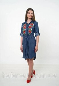 Сучасна вишита сукня "Польові квіти" (джинс) КодАртикул 2