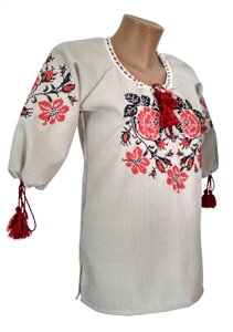 Лляна вишита жіноча сорочка із квітковим орнаментом Код/Артикул 64 04132