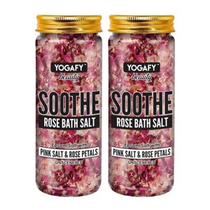 Заспокійлива Рожева сіль для ванни (2 х 250 г), Soothe Rose Bath Salt Set, YOGAFY Під замовлення з Індії 45 днів.