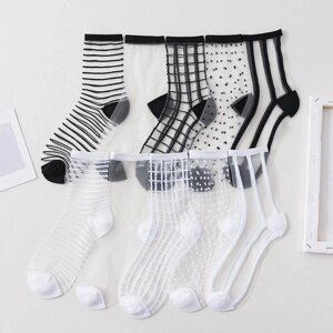Сексуальні мереживні сітчасті прозорі жіночі шкарпетки, літні ультратонкі короткі шкарпетки Harajuku, вінтажні
