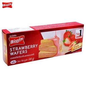 Bissin Полуничні вафлі 100 гх 1 шт/3 шт/6 шт/12 шт - Thai Snack Під замовлення з Таїланду за 30 днів, доставка