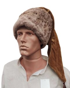 Козацька шапка з коричневого каракулю з коричневим шликом КодАртикул 2