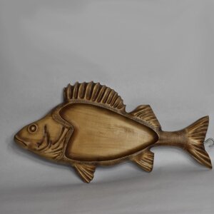 Менажниця-риба дерев'яна тарілка різьблена. Розмір 10 х 20 см. Код/Артикул 142 204