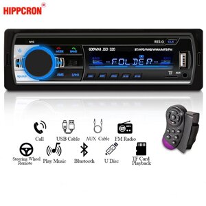 Hippcron автомобільний радіоприймач стерео MP3-плеєр цифровий Bluetooth 60Wx4 FM аудіо музика USB/SD із входом AUX ст