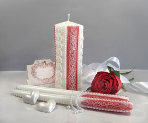 Набір весільних свічок червоного кольору "Прованс-кармін" Код/Артикул 84 НПк-верт