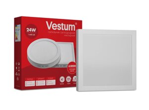 Квадратний світлодіодний накладний світильник Vestum 24W 6000K 220V 1-VS-5404 Код/Артикул 45 1-VS-5404