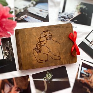 Фотоальбом з дерева для дівчини та хлопця | креативний подарунок для близьких, фотоальбом для закоханих Код/Артикул 182