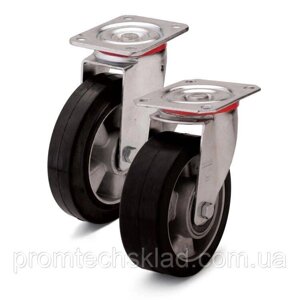 Колесо з еластичної гуми з поворотним кронштейном 200 мм Код/Артикул 132 20 20 200 ШТ