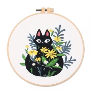 Набір для вишивання з п'яльцем чорний кіт вид 3 Код/Артикул 5 0761-3