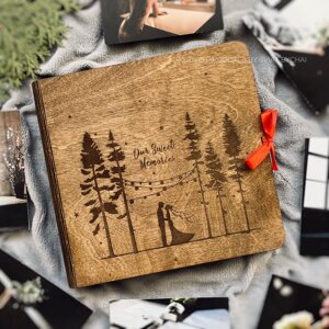 Фотоальбом з дерев'яною обкладинкою на подарунок на весілля, річницю, день народження, ювілей Код/Артикул 182