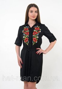 Сучасна вишита сукня "Польові квіти" (чорна) КодАртикул 2