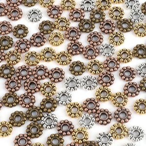 50 Шт. намистини-розділювачі у вигляді квітів ромашки, металеві намистини Тибету-розділювачі для виготовлення ювелірних