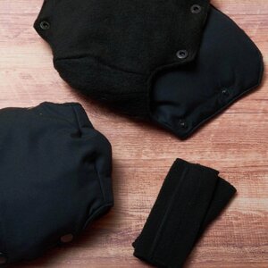 Муфта рукавички роздільні, на коляску / санки, з кишенею, універсальна, для рук, (чорний матовий) Код/Артикул 81 102549