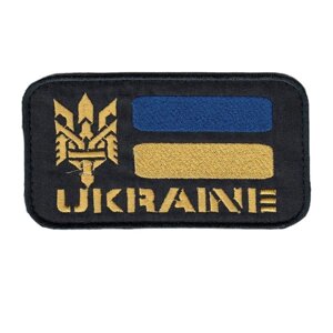 Шеврон військовий / армійський, ukraine флаг Україна, на липучці, на чорному ЗСУ. 5 см * 8 см Код/Артикул 81 103352