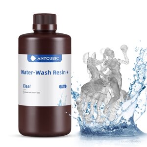 Фотополімерна смола для 3D принтерів змивна прозора Anycubic Water-Wash Resin+ Clear для 3Д друку