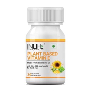 Рослинний Вітамін Е (30 кап), Plant Based Vitamin E, INLIFE Під замовлення з Індії 45 днів. Безкоштовна доставка.