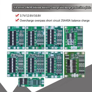 Захисна плата літій-іонної акумуляторної батареї 3S/4S 15A 20A 25A 40A 60A 18650 BMS для двигуна дриля 11,1 12,6