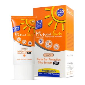 Minus-Sun СПФ 40 ПА+++ (слонова кістка) Мусс для захисту від забруднень, захист від сонця для обличчя Sliky Smooth