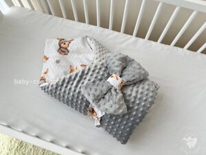 Демісезонний конверт-ковдра Baby Comfort з плюшем Зайка сірий Код/Артикул 15