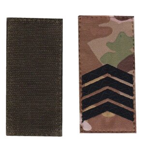 Погон старший сержант військовий / армійський шеврон ЗСУ, чорний колір на мультикамі. 10 см * 5 см Код/Артикул 81 101362