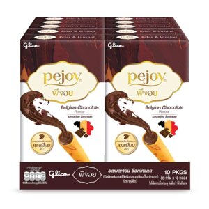 Glico Pocky Pejoy зі смаком бельгійського шоколаду, Cookie Stick із вершками зі смаком шоколаду, 39 г. х 10 шт -